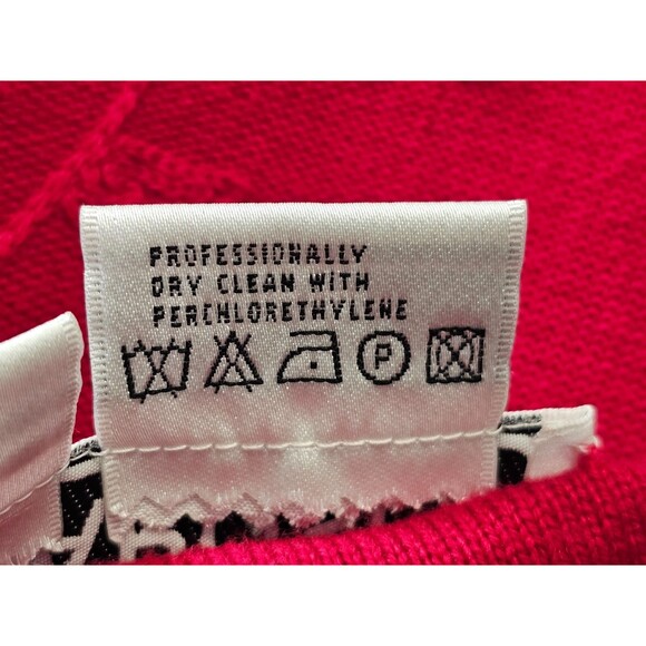 CARLISLE L Silk Wool Embroidered Red Long Slv Lightweight Sweater Pullover EUC - Picture 7 of 8